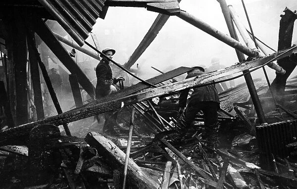 Aftermath of a V2 bomb attack at a brush factory, Waltham Cross, Hertfordshire