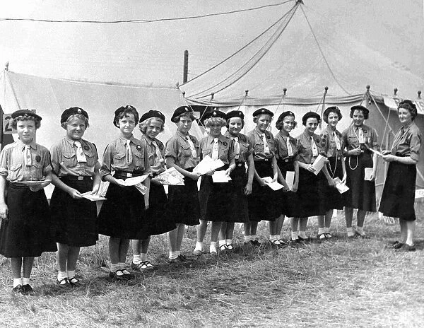 Agriculture - Shows - Royal Welsh - July 1959 - Girl guides act as programme sellers at