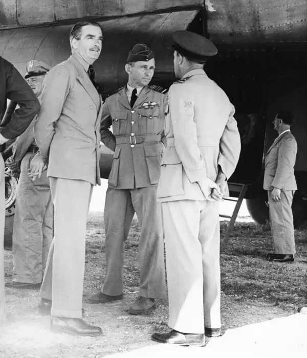Framed Print : Air chief marshal Sir Arthur Tedder and Mr Eden at a north african airport Framed Print : Air chief marshal Sir Arthur Tedder and Mr Eden at a north african airport