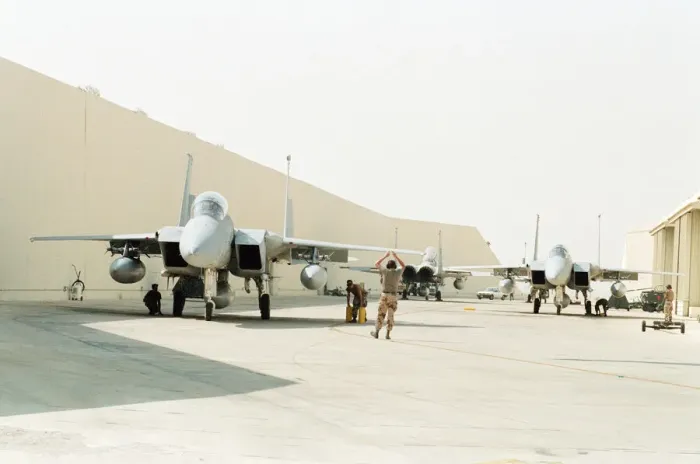 Framed Print : US Air Force F16 at Dhahran Air Base, Saudi Arabia, September 1990 Framed Print : US Air Force F16 at Dhahran Air Base, Saudi Arabia, September 1990