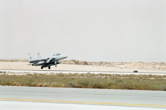 Framed Print : US Air Force F16 at Dhahran Air Base, Saudi Arabia, September 1990 Framed Print : US Air Force F16 at Dhahran Air Base, Saudi Arabia, September 1990