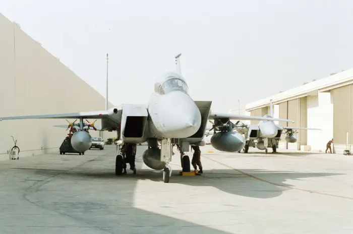 Framed Print : US Air Force F16 at Dhahran Air Base, Saudi Arabia, September 1990 Framed Print : US Air Force F16 at Dhahran Air Base, Saudi Arabia, September 1990