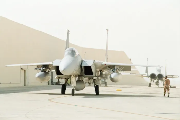 Framed Print : US Air Force F16 at Dhahran Air Base, Saudi Arabia, September 1990 Framed Print : US Air Force F16 at Dhahran Air Base, Saudi Arabia, September 1990