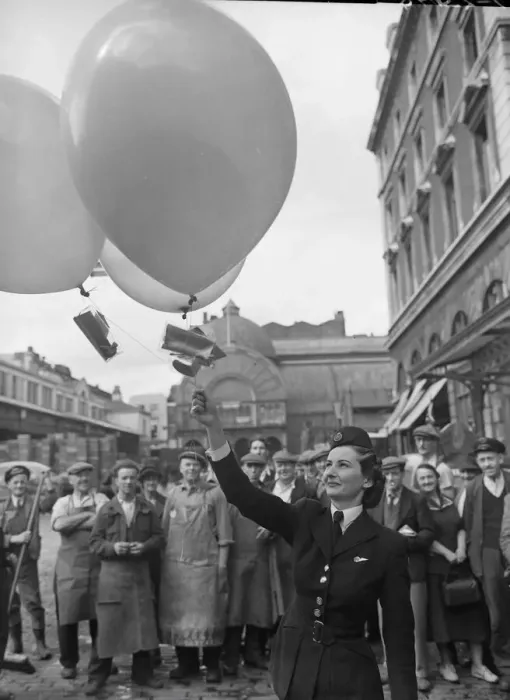 Framed Print : Air Hostess P Anns releases balloons carrying flowers and invitations to the Festival Framed Print : Air Hostess P Anns releases balloons carrying flowers and invitations to the Festival