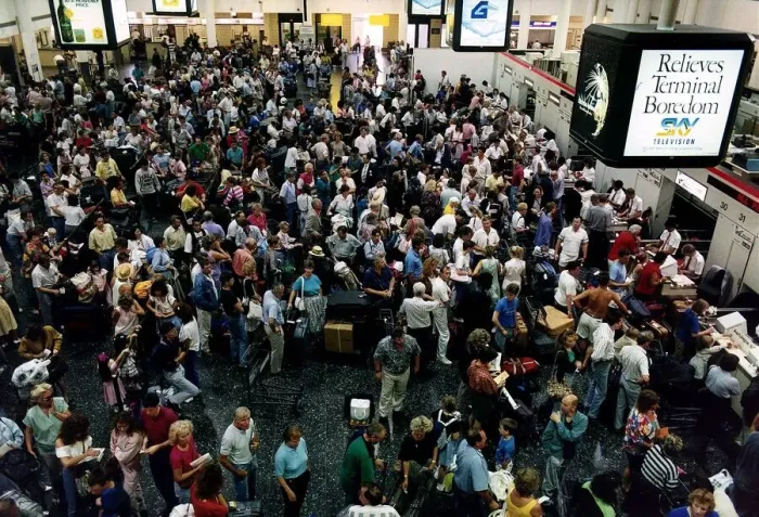 Framed Print : Air Passengers Flight Delay at Gatwick airport July 1989