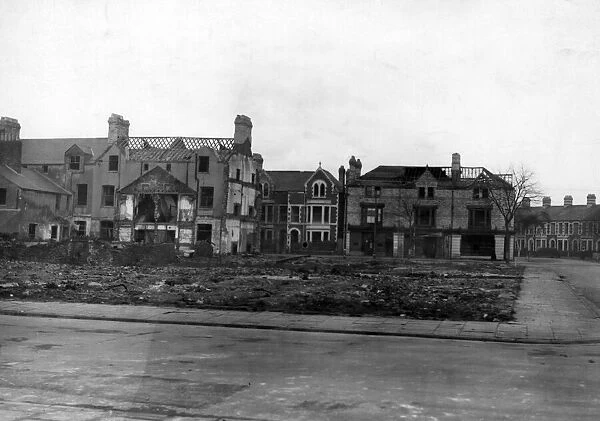 Air raid damage at De Burgh Street, Cardiff. Circa 1941