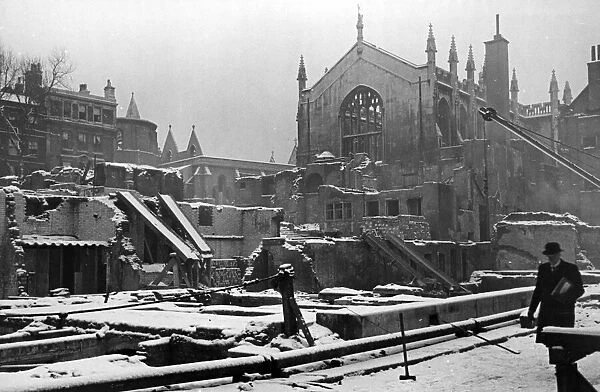 Air raid damage at The Temple, London. January 1942