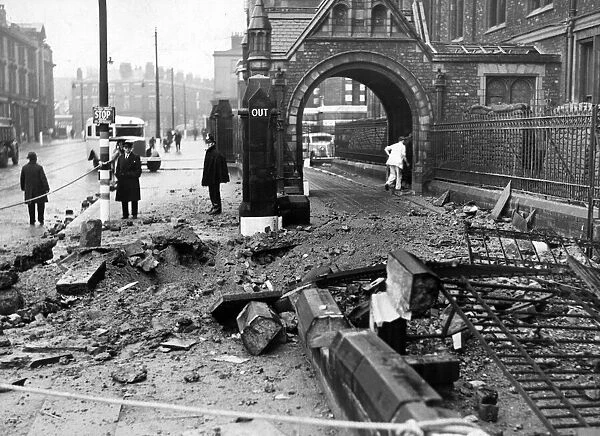 Air raid damage to a town in the North West, England. September 1940