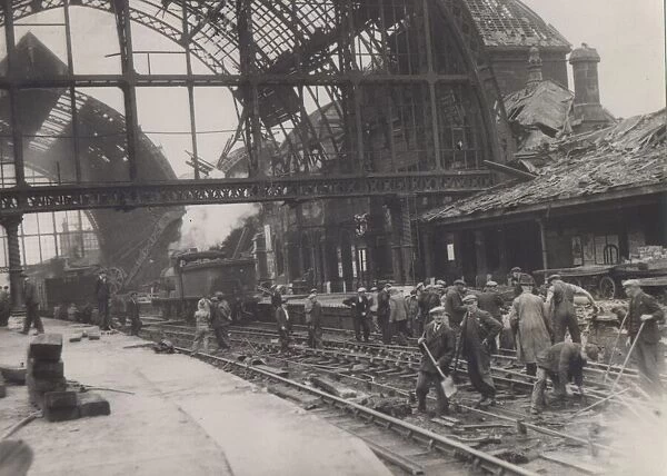 Air raid scenes on Middlesbrough Station. 4th November 1942