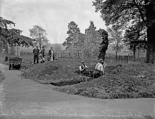 Air raid shelter trenches being dug in the grounds of Monks Abbey, Monks Road, Lincoln