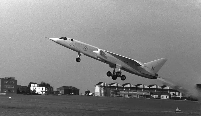 Framed Print : Aircraft The BAC TSR2 development aircraft Sept 1964 takes off from Boscombe Down