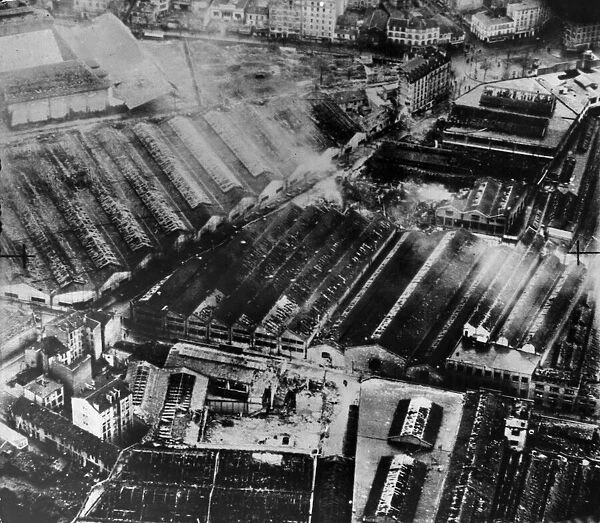Aircraft of Bomber Command RAF attack industrial works in Paris