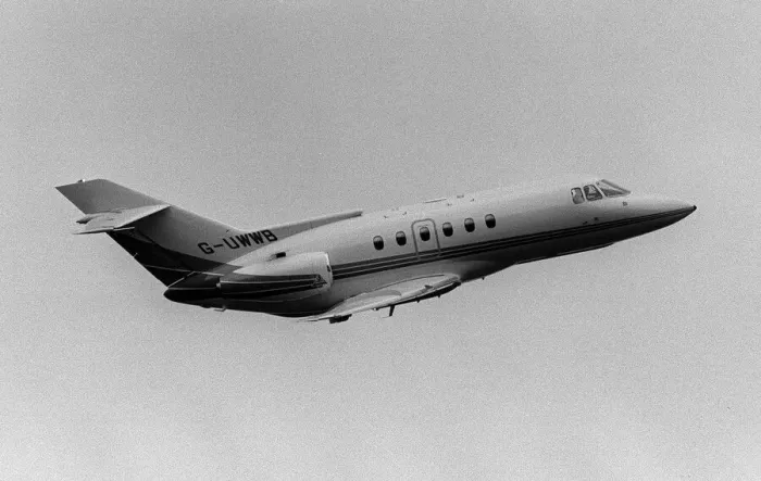 Framed Print : Aircraft British Aerospace BAe125 executive jet May 1987 demonstration flight Framed Print : Aircraft British Aerospace BAe125 executive jet May 1987 demonstration flight