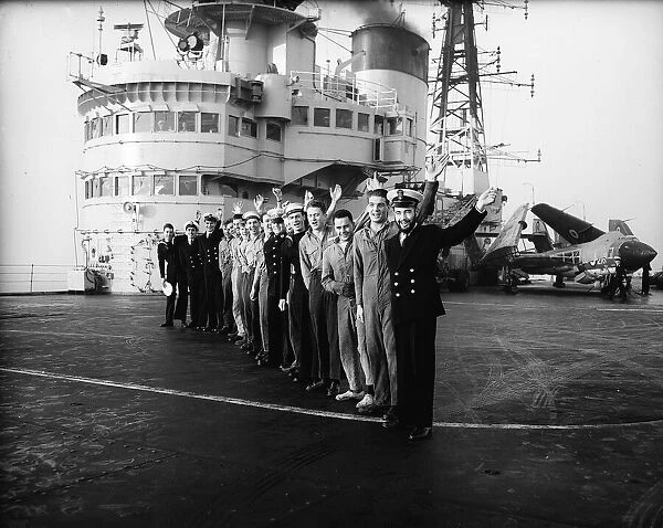 The Aircraft Carrier HMS Victorious arrives at Portsmouth 1961
