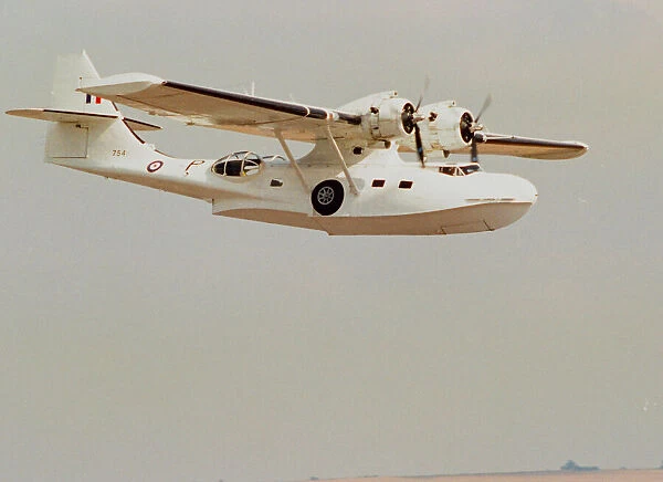 Aircraft Consolidated PYB Catalina Amphibian aircraft Aug 1993 flying at the Wroughton