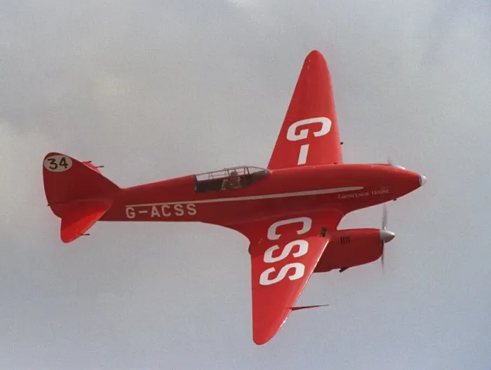 Framed Print : Aircraft deHavilland DH88 Comet Racer August 1993, flying at the Wroughton Airshow
