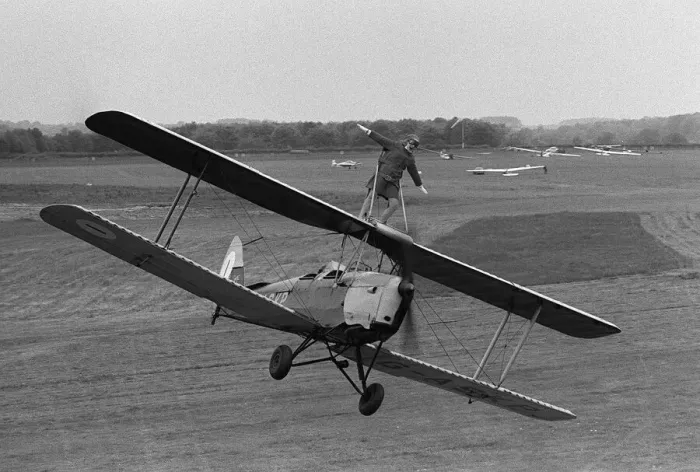 Framed Print : Aircraft DeHavilland Tiger Moth Wing Walker May 1968 BEA air hostess in her job Framed Print : Aircraft DeHavilland Tiger Moth Wing Walker May 1968 BEA air hostess in her job