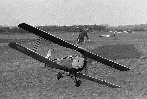 Aircraft DeHavilland Tiger Moth Wing Walker May 1968 BEA air hostess in her job