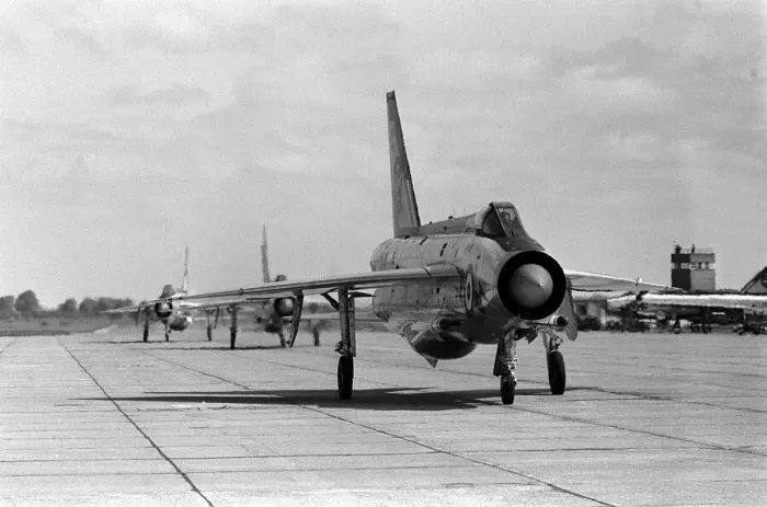 Framed Print : Aircraft English Electric Lightning F3s June 1965 - taxi out to the runway at RAF