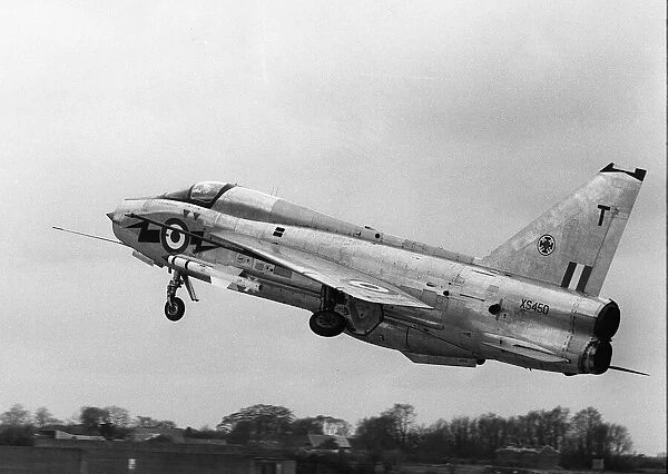 Aircraft English Electric Lightning T5 of RAF 111 Sqd April 1968 taking off with
