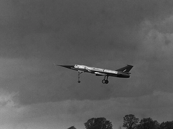 Aircraft Fairey Delta type 221 experimental jet takes off for it