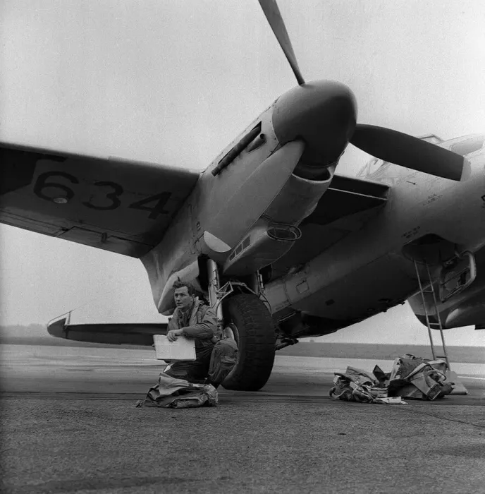 Framed Print : Aircraft De Havilland DH98 Mosquito TA634 - Flying Officer Kirkham fills in his flying