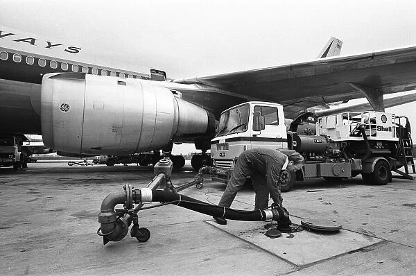 Aircraft refuelling at Gatwick Airport. 21st June 1983