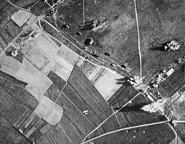 Aircraft of the Royal Air Force seen here bombing a German airfield in Northern France