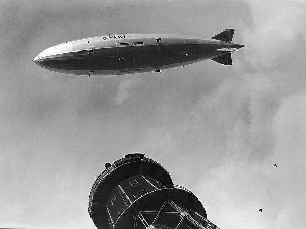 The Airship R101 seen here over flying the mooring tower at Cardington during its flight