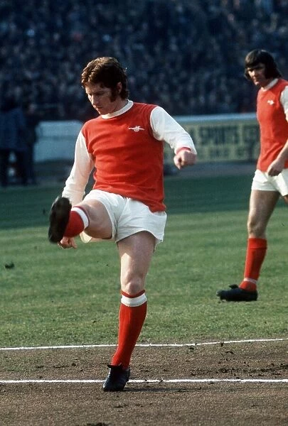 Alan Ball of Arsenal warms up prior to the match against Chelsea 1973