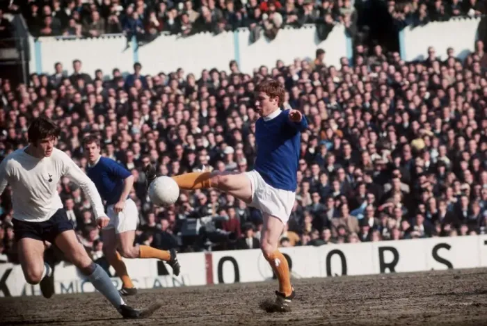 Framed Print : Alan Ball of Everton in action during the league match against Spurs March 1969 Framed Print : Alan Ball of Everton in action during the league match against Spurs March 1969