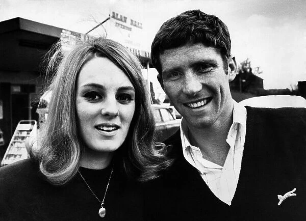 Alan Ball. Everton and England right winger Alan Ball pictured with his fiancee Leslie