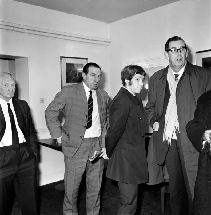 Framed Print : Alan Ball and Harry Callerick before FA Disciplinary committee hearing at Derby