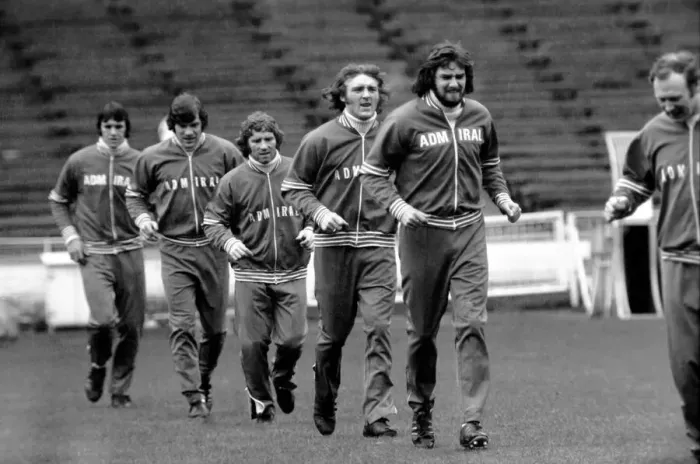 Framed Print : Alan Ball and Malcolm McDonald training along side the England team training at Wembly