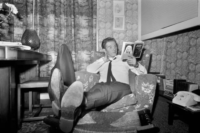 Framed Print : Alan Ball the manager of Halifax relaxed at home last night reading a book on famous Framed Print : Alan Ball the manager of Halifax relaxed at home last night reading a book on famous