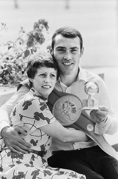 Alan Minter with wife after retaining the WBA and WBC belts. 30th June 1980
