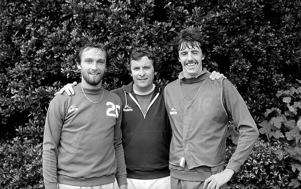 Alan Mullery manager of Brighton FC - August 1979 with players Mark Lawrenson