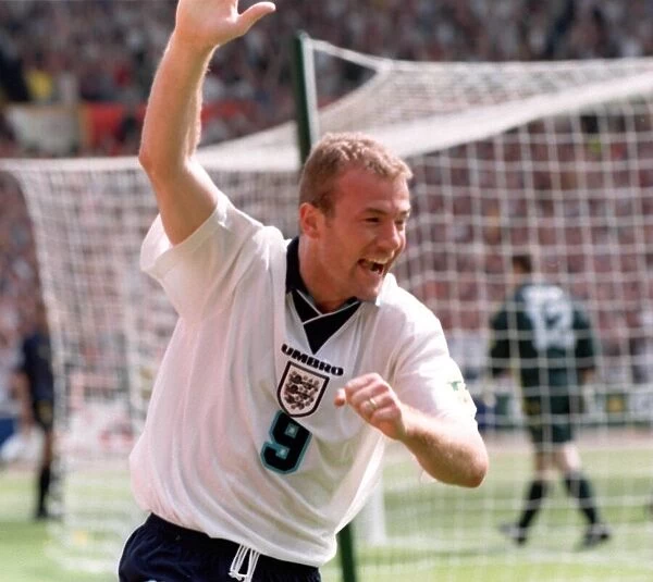 Alan Shearer England celebrate scoring against Scotland during European Championships