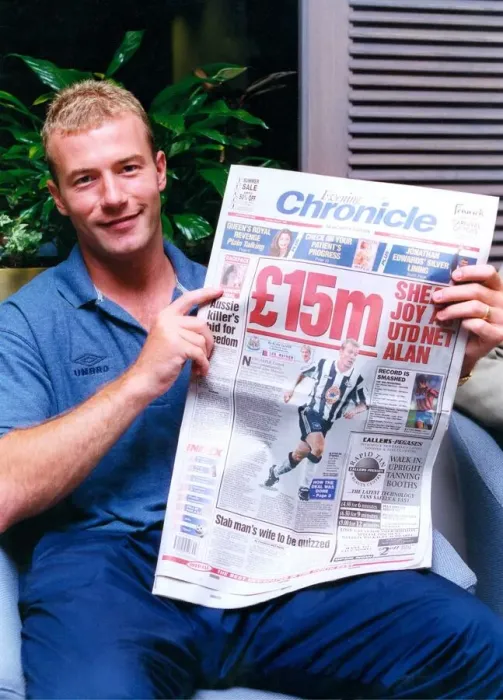 Framed Print : Alan Shearer making the news after signing for his boyhood club Newcastle United Framed Print : Alan Shearer making the news after signing for his boyhood club Newcastle United
