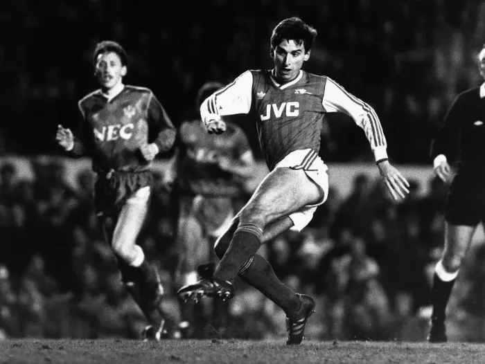 Framed Print : Alan Smith Arsenal v Everton Football February 1988 Alan Smith crashed home Framed Print : Alan Smith Arsenal v Everton Football February 1988 Alan Smith crashed home