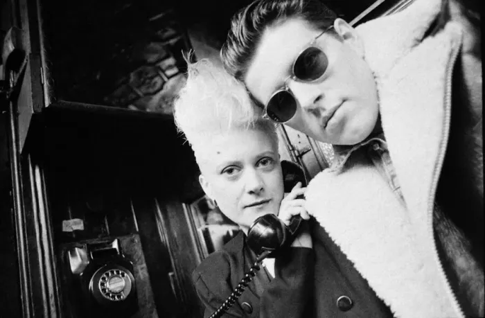 Framed Print : Alannah Currie and Tom Bailey who form pop duo The Thompson Twins pictured inside Framed Print : Alannah Currie and Tom Bailey who form pop duo The Thompson Twins pictured inside
