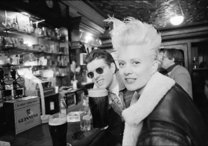 Framed Print : Alannah Currie and Tom Bailey who form pop duo The Thompson Twins pictured inside Framed Print : Alannah Currie and Tom Bailey who form pop duo The Thompson Twins pictured inside