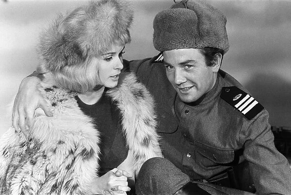 Albert Finney and Senta Berger on the set of 'The Victors'