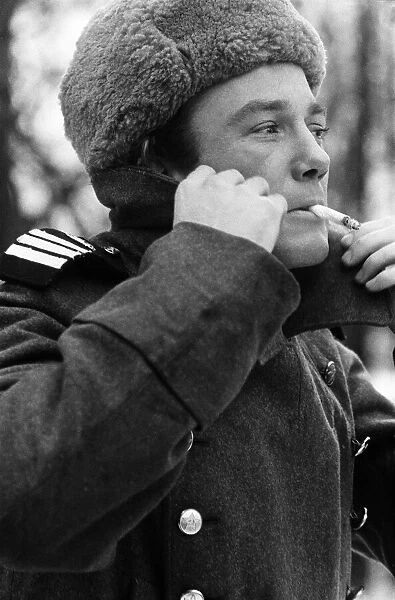 Albert Finney on the set of 'The Victors'at Shepperton Studios