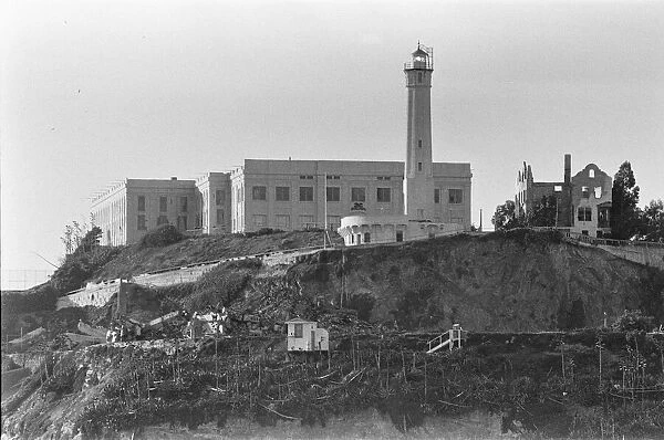 Alcatraz Island and prison in San Francisco Bay. September 1979 The prison was