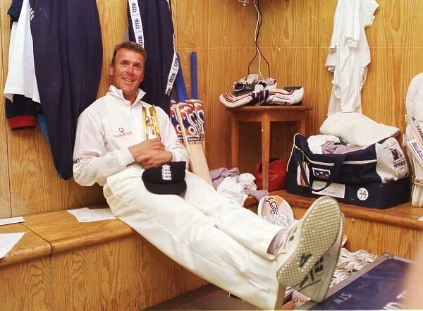 Alec Stewart in dressing room at Headingley August 1998 after England had