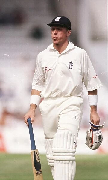 Alec Stewart walks back to the pavillion August 1998 after he was run out in