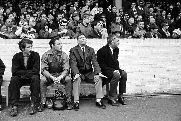 Alec Stock Manager of QPR - May 1968 on the touch line - sitting on the bench with