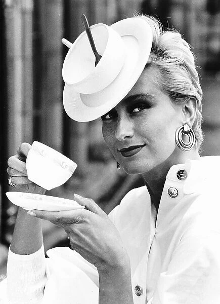 Alendra Montenegro in tea cup hat at Royal Ascot in June 1986