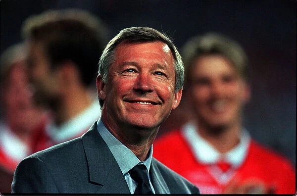 Alex Ferguson Manager of Manchester United May 1999 grins with pride at his